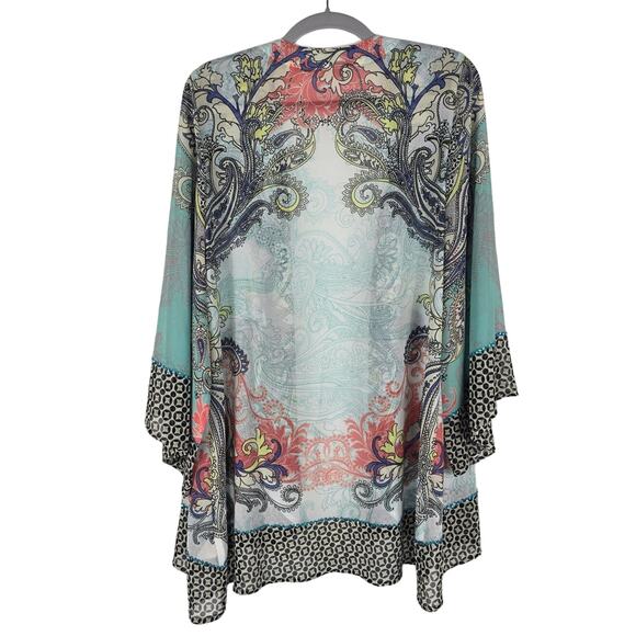 Soft Surroundings Stunning Blue Pink Sequenced Lightweight Cardigan Women S - Picture 2 of 6